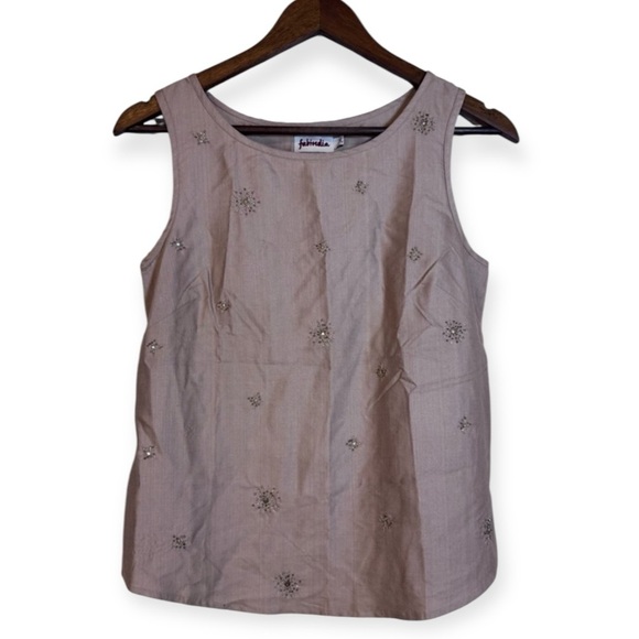 Fabindia Beige Embroidered Tank Top - Picture 1 of 9